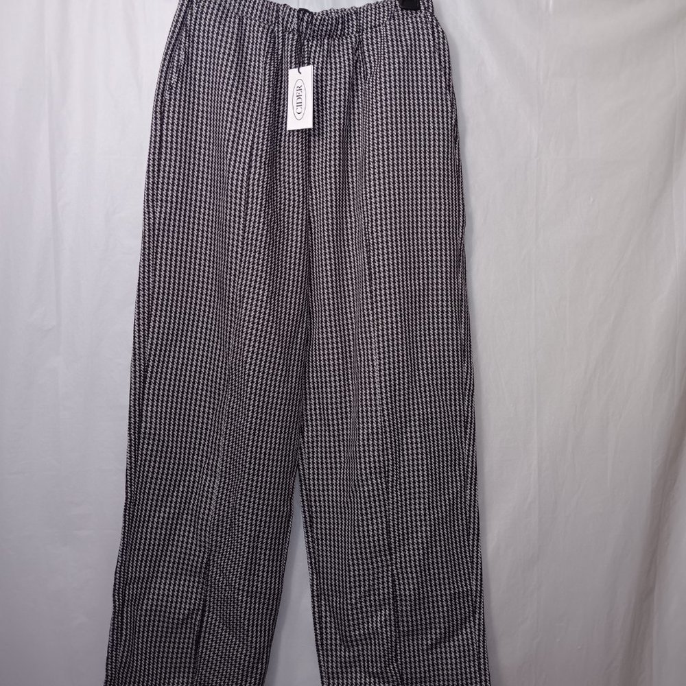 CIDER WOMEN'S HOUNDSTOOTH PATTERN PULL ON PANTS BLACK WHITE SIZE MEDIUM